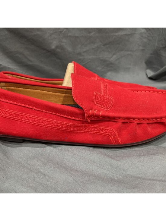 European Red Suede Driving Loafers With Rubber Sole Mens Size 43 Casual Slip-On